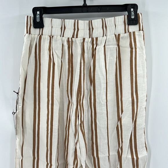 Bella Dahl Women's Pull on Linen Blend Wide Leg Pants - Tan/White - S - NWT - Picture 7 of 10